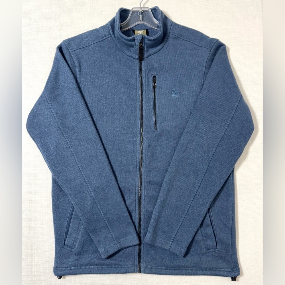 Timberland Fleece Lined Sweater Knit Jacket Full Zip Blue Men’s Large